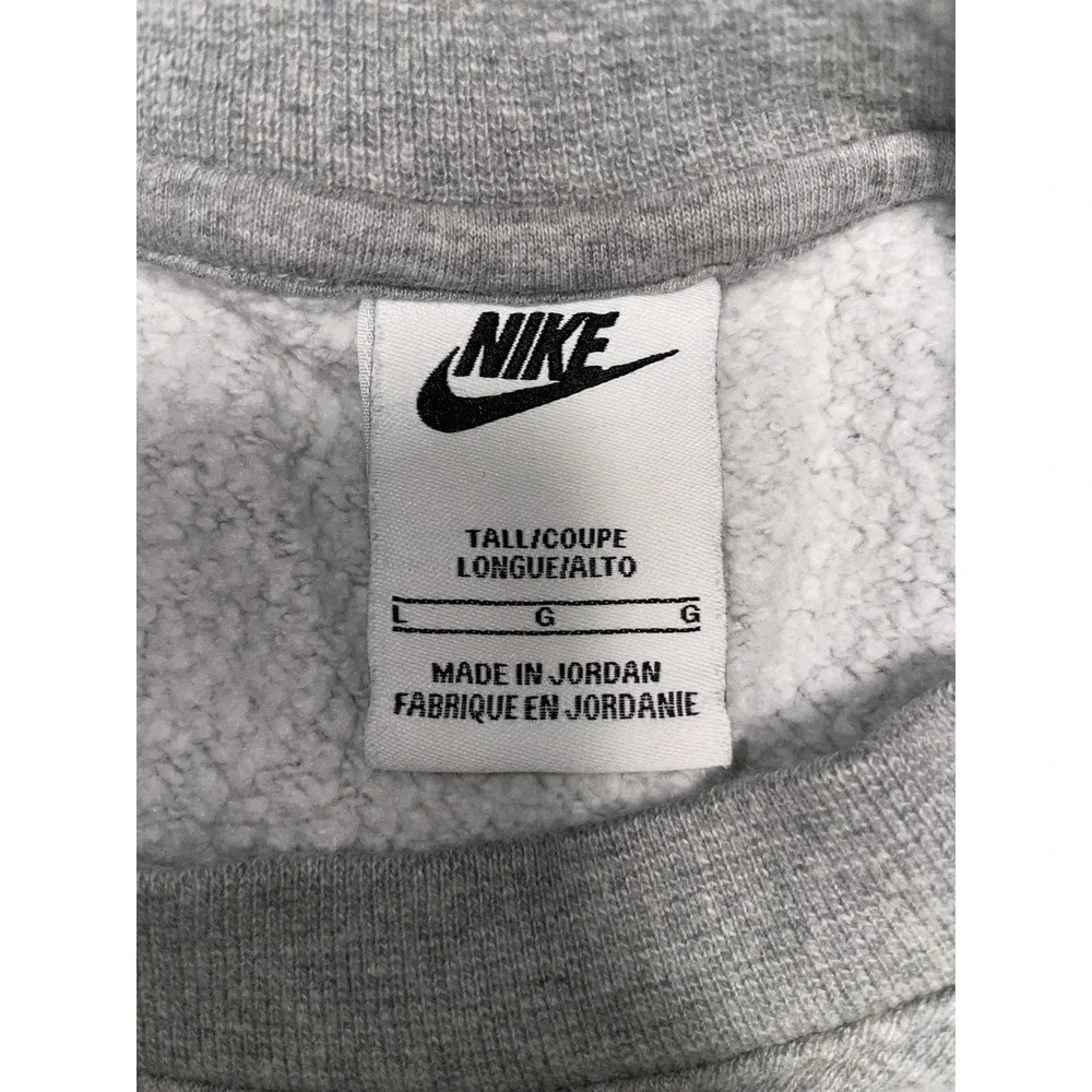 Nike Men's Club Fleece Crew Neck Size Large Tall Heather Grey - Picture 6 of 6